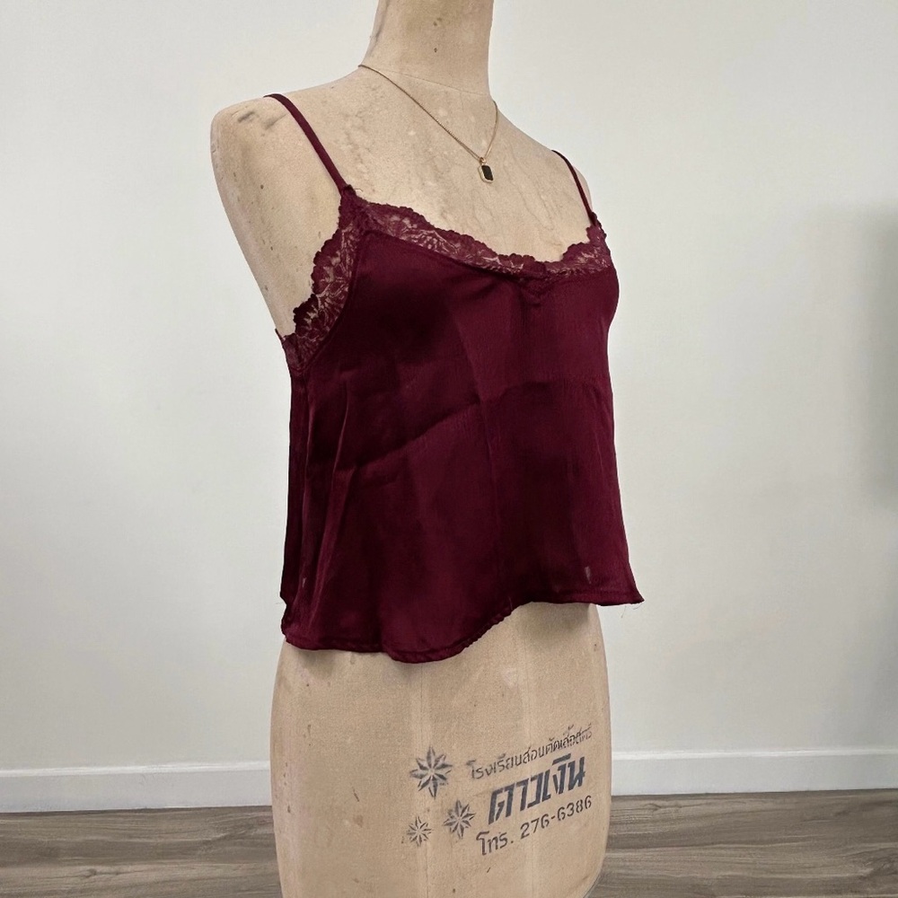Burgundy Lace Trim Cami Top